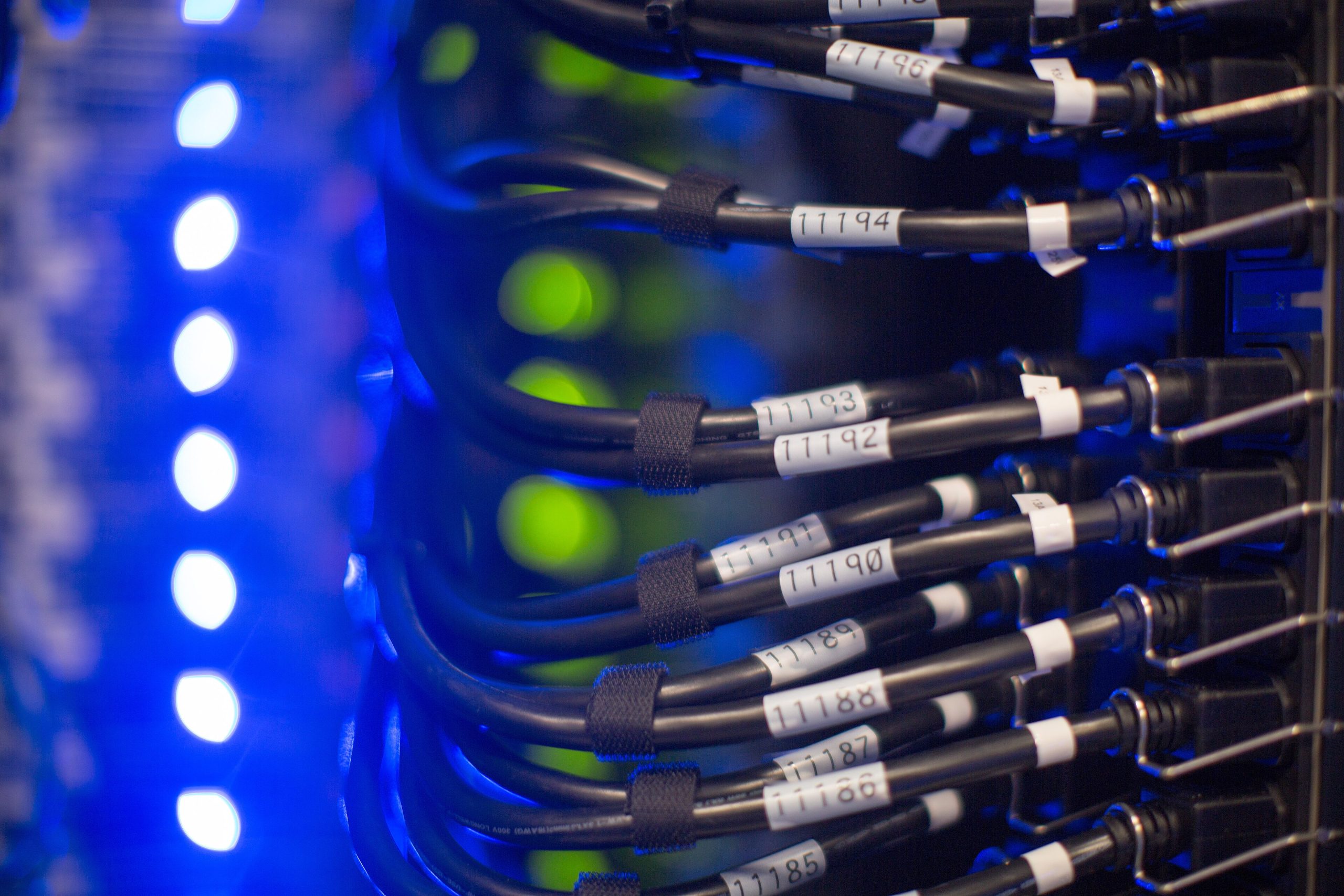 Archive context photograph: network cables and lights on Wikimedia Foundation servers in 2015. These are not identified as an AI company’s servers.