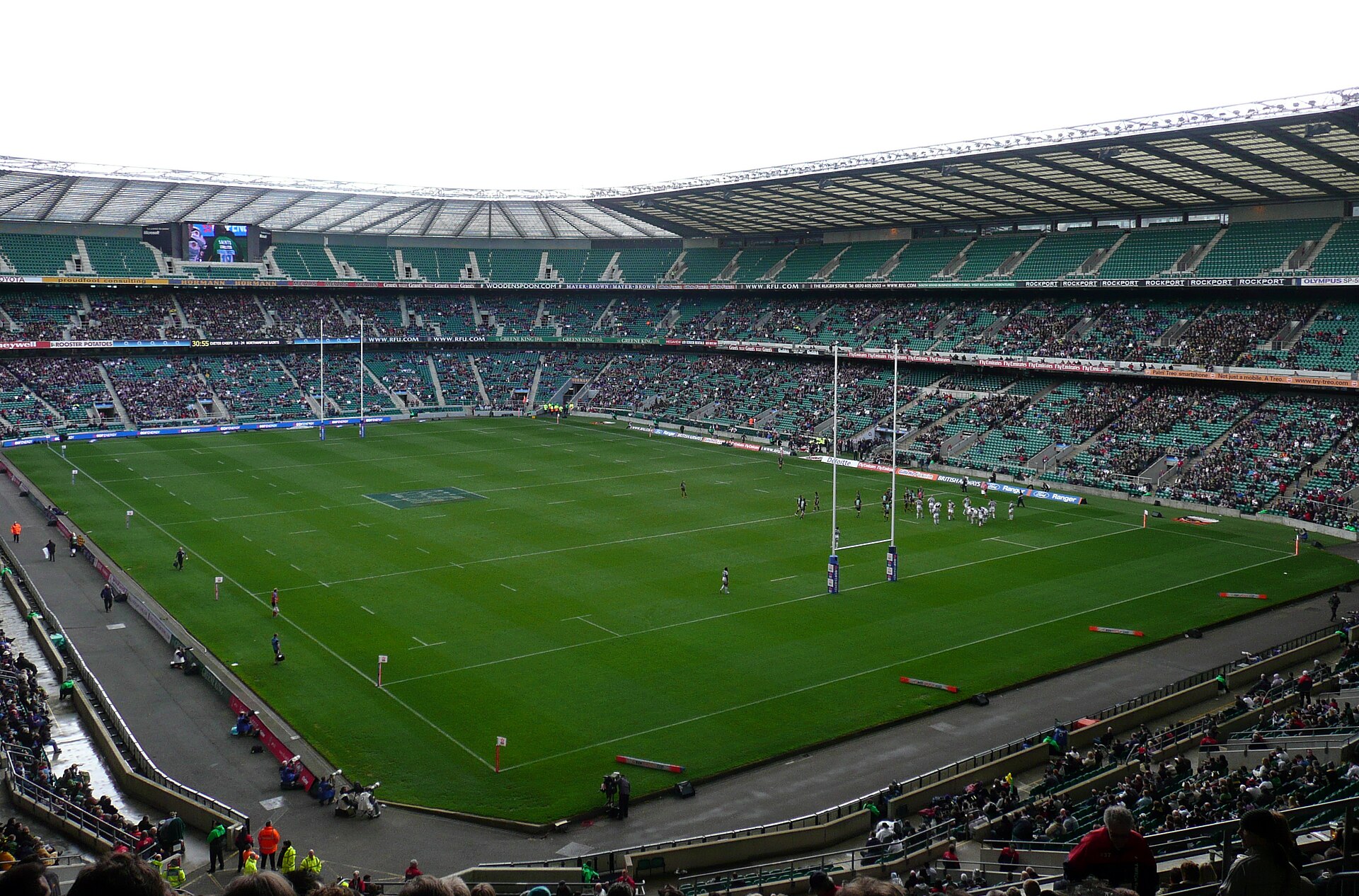 The pitch and stands at Twickenham Stadium