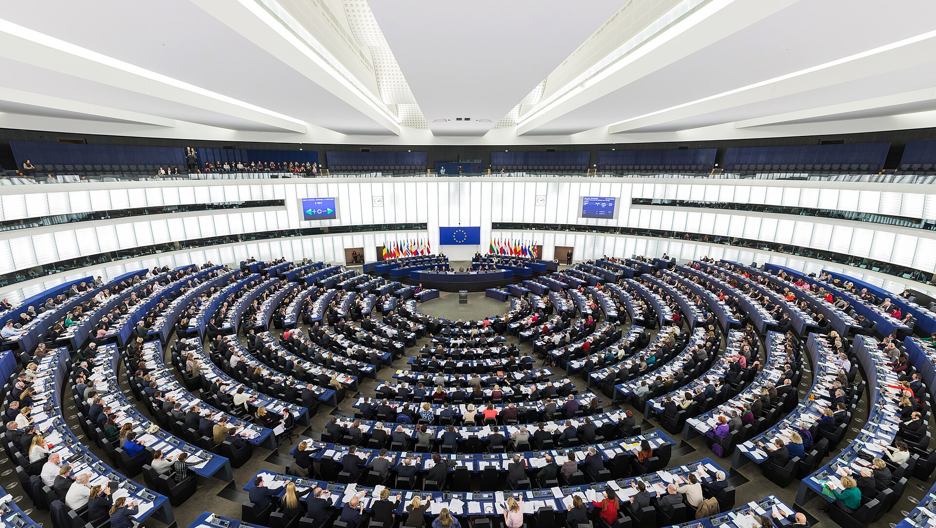 The European Parliament chamber in Strasbourg