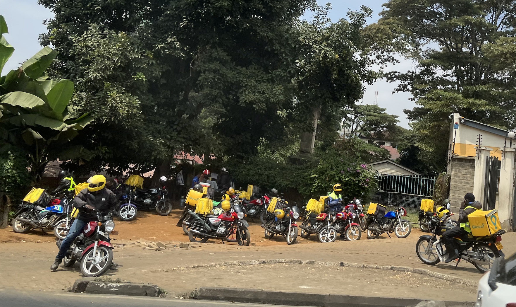 Motorcycle delivery riders on Valley Road, Nairobi, August 2025