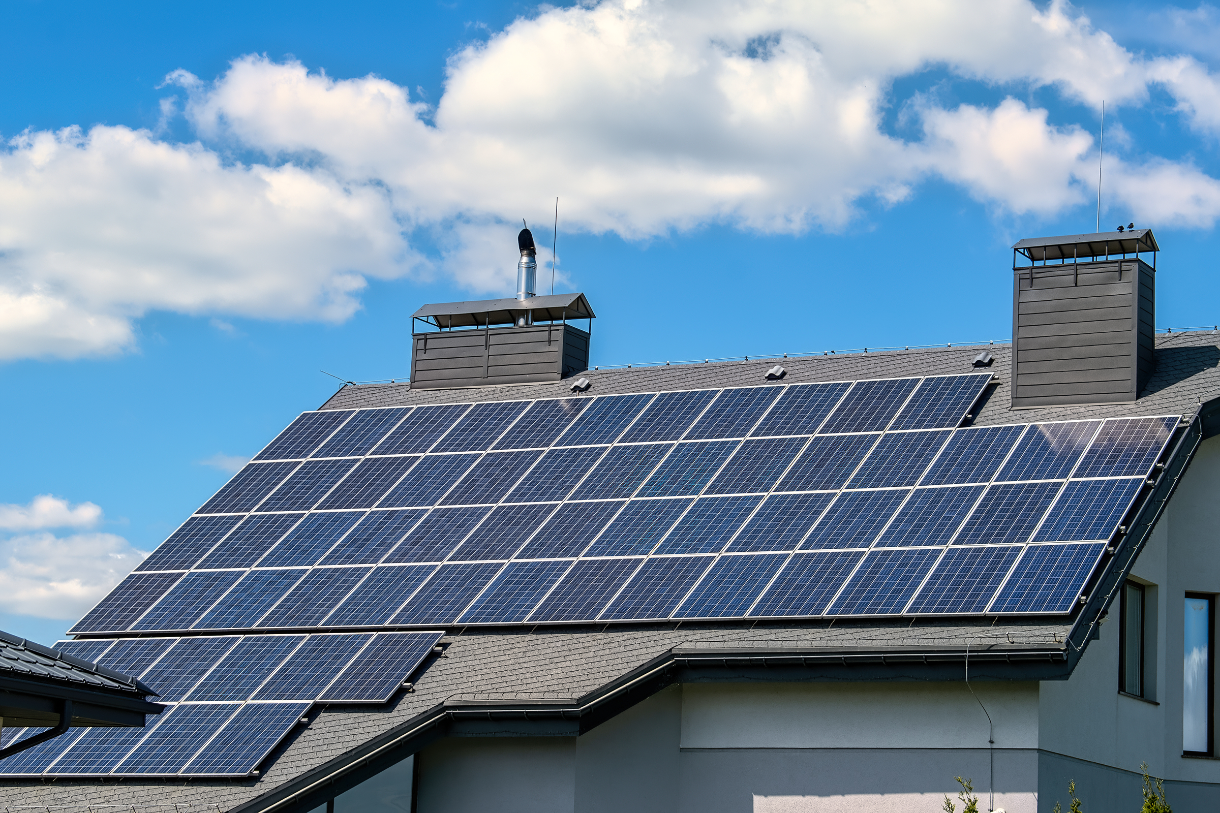 Rooftop solar panels in Boholiuby, Ukraine